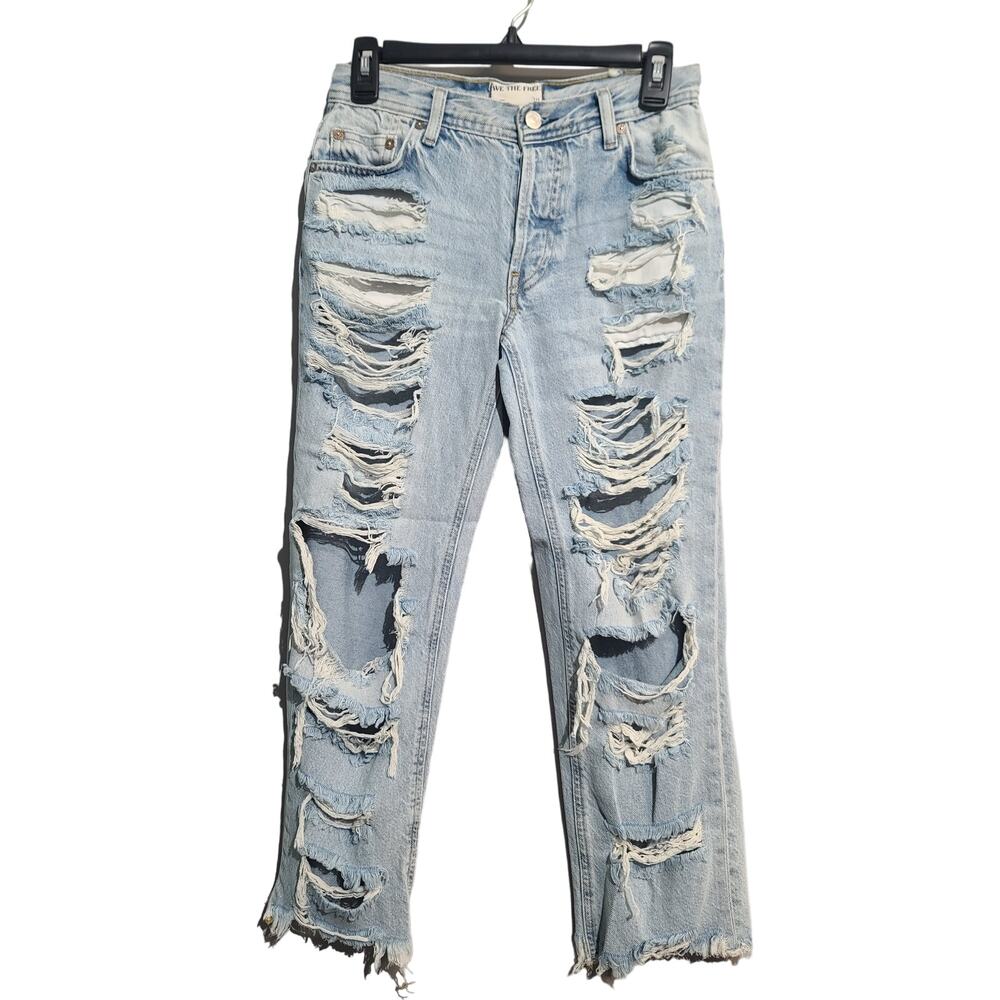 We The Free Destroyed Straight Leg Jeans